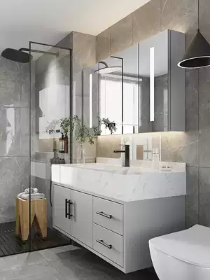 Bathroom cabinet rock plate one-piece basin cabinet combination Modern makeup room washstand Marble hand washing face pool bathroom set
