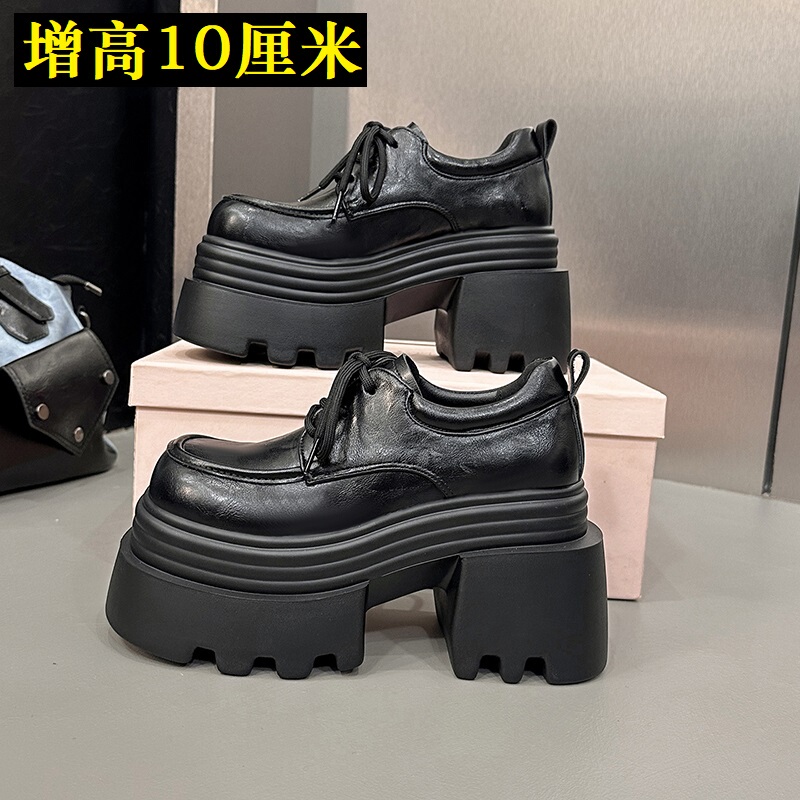 10cm Thick-Soled Leather Shoes for Women, 2026 Spring and Autumn New Style, Petite High-Heeled Platform Loafers 10cm Thick-Soled Leather Shoes for Women, 2026 Spring and Autumn New Style, Petite High-Heeled Platform Loafers