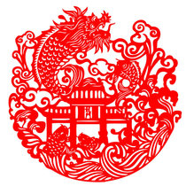 Carp paper cutting red rice paper carp leaping over dragon gate lotus window decoration traditional Chinese style paper cutting finished product