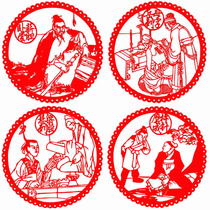 Set of 4 Idiom Stories Paper-cutting The Foolish Old Man Moves the Mountain Cantilevered Beams Thorns Red Rice Paper Paper-cutting Finished Products