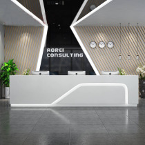 Set to be a modern company white high-end baking varnish foreground reception desk consultation desk Yingbin NTU Stone Corner Customization