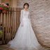 Váy cưới cô dâu 2020 mới một từ Hàn Quốc mang phong cách siêu cổ tích ước mơ đơn giản Sen kéo dài đuôi ra khỏi sợi ánh sáng 