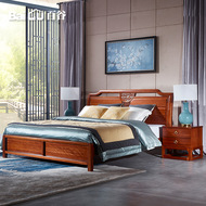 Baigu new Trung Quốc thạc sĩ phòng ngủ giường đôi + bàn cạnh giường ngủ gỗ đàn hương đỏ phòng ngủ hiện đại đồ nội thất tối giản J21S