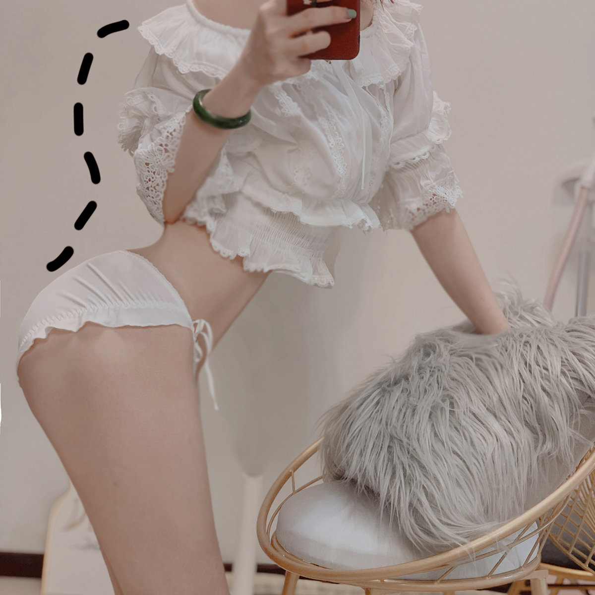 Three-pack gift box Miss C selfie detachable lace-up Japanese ruffle girl sexy ice silk panties Large size XL