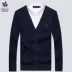 Áo len cổ điển kiểu cổ điển Paul V cổ áo mỏng POLOJI mùa xuân nam áo len cardigan xu hướng nam - Cardigan Cardigan