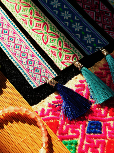 Guangxi Intangible Cultural Heritage Zhuang Brocade Handmade Miao Brocade Original Ancient Style Ethnic Pattern Cultural and Creative Bookmark Collectible Souvenir