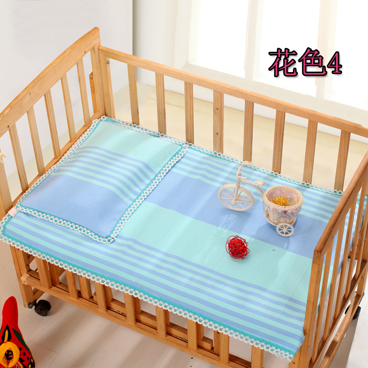 Bông cũ vải thô trẻ em mat trẻ sơ sinh dày bốn mùa mẫu giáo mat tấm bông hai bộ chiếu tre cho bé
