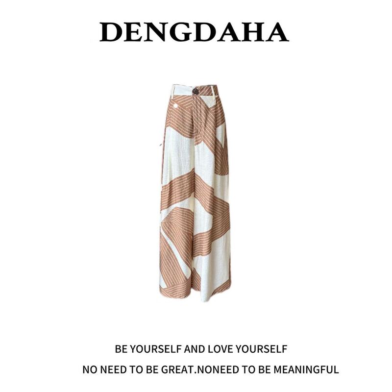 Dengdaha "Leisure Style" High-Waisted Casual Pants, Fashionable and Trendy Loose Summer Women's Wide-Leg Pants E772