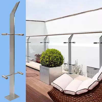 Stainless steel stair handrail column large blade hanging glass railing outdoor modern simple balcony protective railing