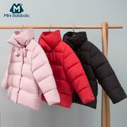 Mini Cô gái Xuống Jacket 2018 Winter Mang New dày xuống áo khoác ấm Coat Airy Bánh mì.