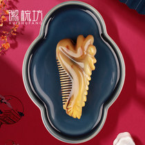 Hui comb square natural mini pure horn comb Private custom Tanabata plot gift mini massage comb