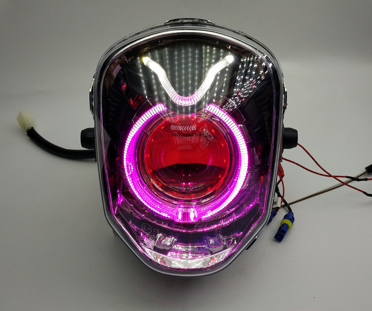 Ít khỉ msx125 Wangjiang con búp bê lớn xe máy m3 sửa đổi Xenon đèn pha lắp ráp đôi mắt thiên thần đèn ống kính đèn pha bi cầu xe máy