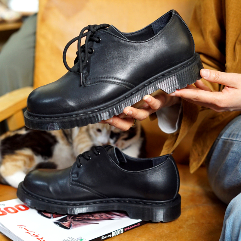 Soft Black Warrior 1461 Martin Boots for Men, Goodyear Hot-Melt Welding, 3-Hole 1460 Low-Top Casual Leather Shoes Soft Black Warrior 1461 Martin Boots for Men, Goodyear Hot-Melt Welding, 3-Hole 1460 Low-Top Casual Leather Shoes