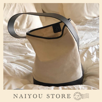 naiyoustore haag Korean designer brand cow leather parquet canvas big bag