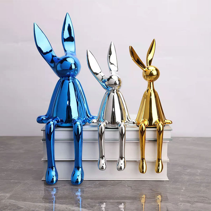 Long Ear Rabbit Creative Pendulum Resin Modern Light Lavish Nordic Wind Long Legs Electroplating Living-room TV Dining Cabinet Decorations