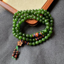 Xinjiang Hotan jade necklace 108 pieces 8mm jasper hanging chain jade pendant lanyard for men and women