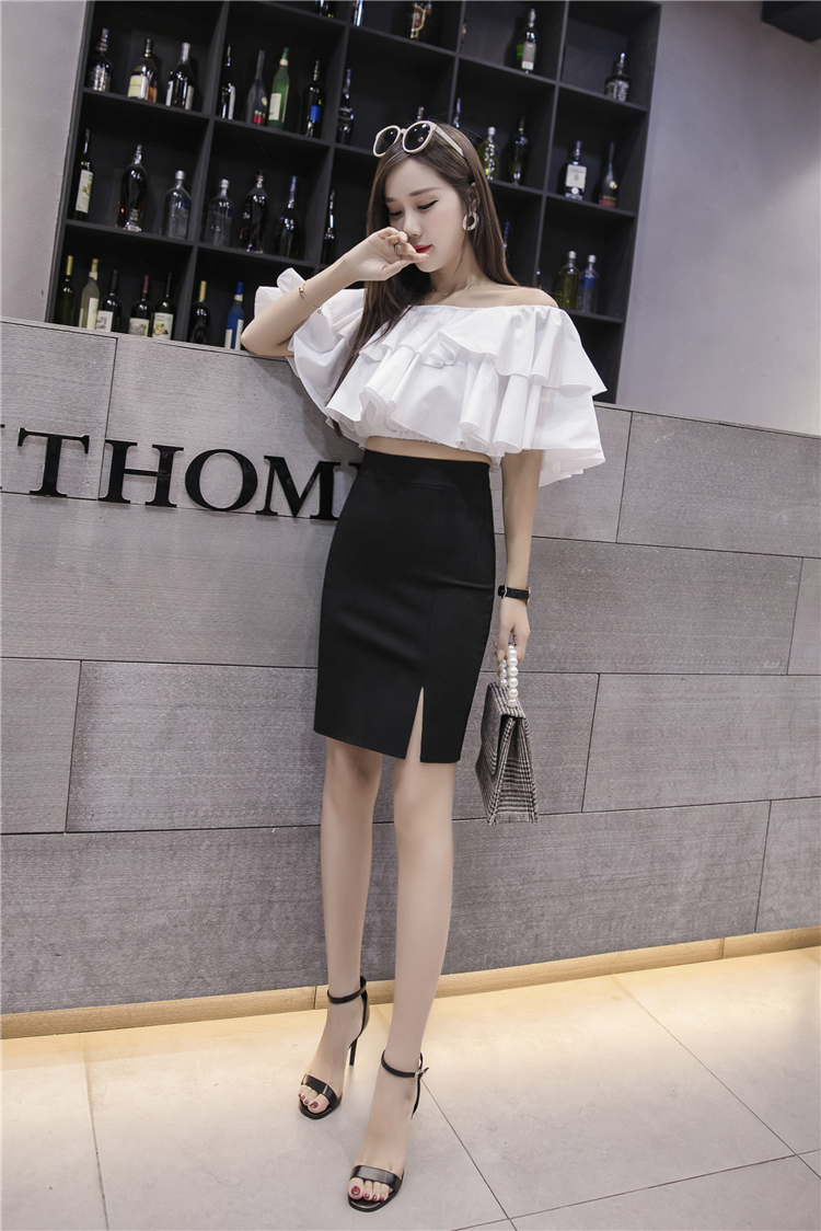 Túi đeo hông nữ màu đen chuyên nghiệp mùa xuân 2019 hè mới trước ngã ba thon dài váy thun eo cao - Váy chân váy dạ ngắn