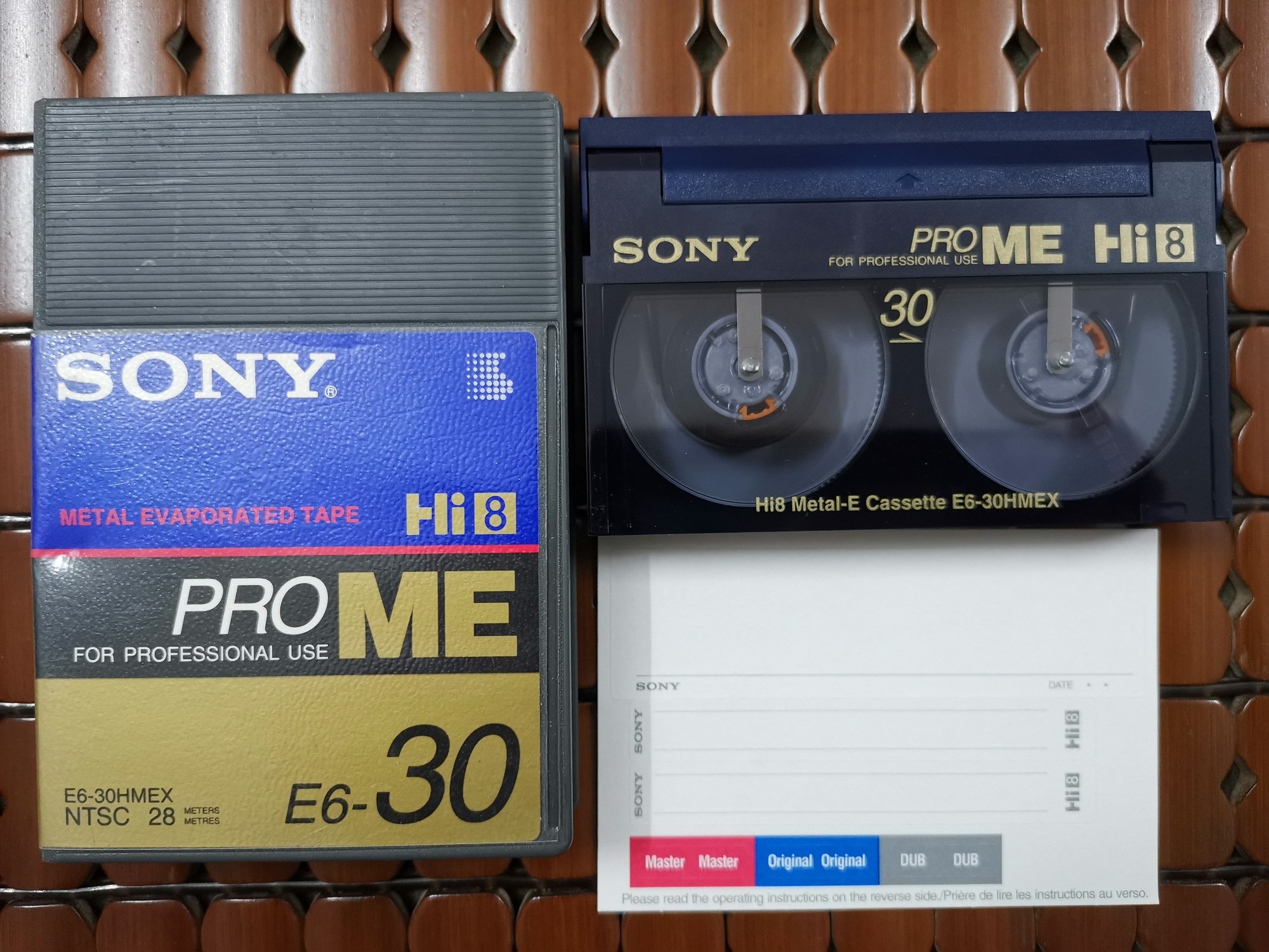 SONY Sony HI8 D8 V8 8mm V8 PRO Metal tapes ME 30 Japan Production