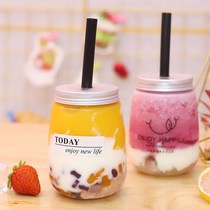 Internet celebrity dirty milk tea cup juice U-shaped 500ml large diameter pet cup takeaway bottle plastic bottle milk tea bottle commercial
