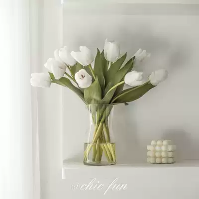 chicfun Nordic ins wind tulip high simulation flower fake flower bouquet silk flower decoration Photo soft goods