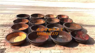 Hot sale folk old objects Old wooden basin Old solid wood large basin Rural old-fashioned face washing basin Film and television props nostalgia