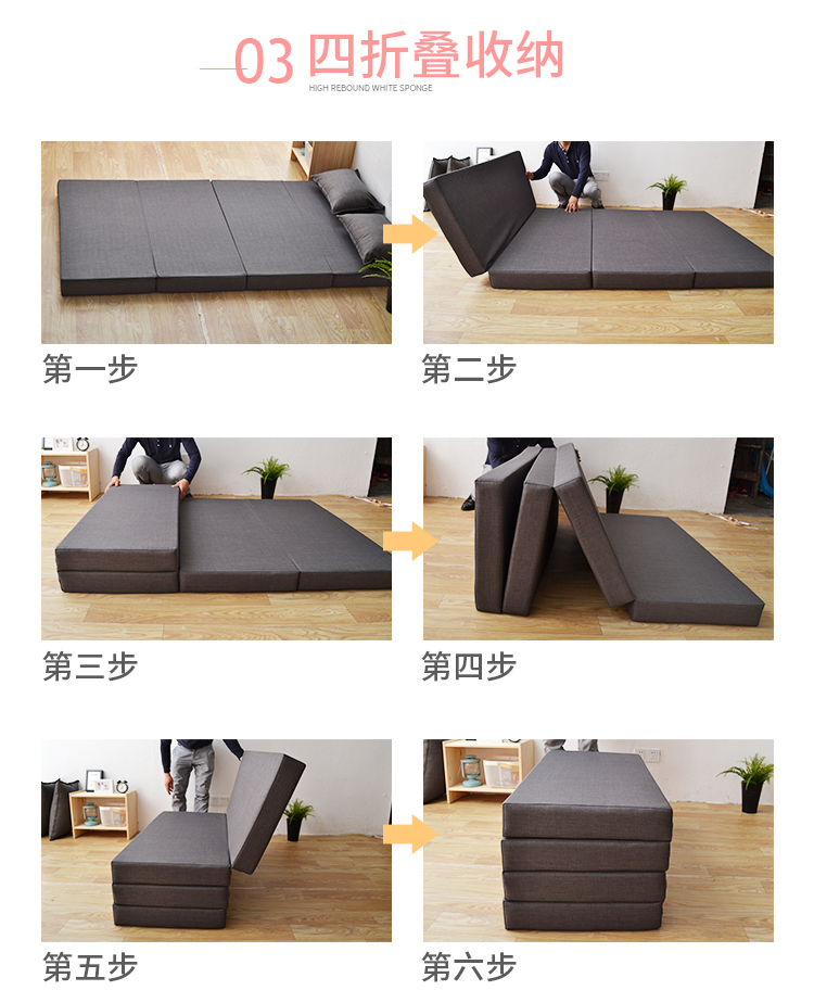 Tatami mật độ cao khả năng phục hồi cao miếng bọt biển nệm sàn mat gấp có thể gập lại có thể giặt trưa phá vỡ nệm tùy chỉnh