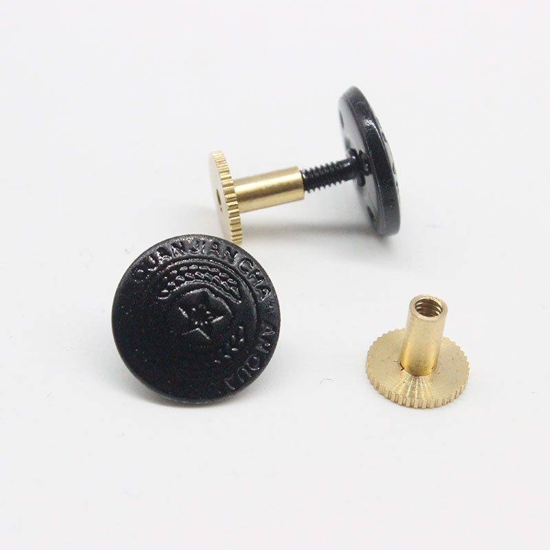 New High-End Metal Button Security Clothing Five-Pointed Star Black Silver Screw Shoulder Buckle 1 
