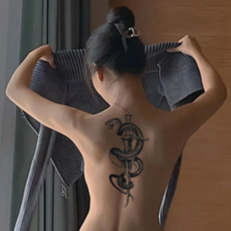Snake Wrapped Around Cross Dark Herbal Juice Tattoo Stickers Waterproof Long-Lasting Scar Cover Back Chest Arm Thigh Snake Wrapped Around Cross Dark Herbal Juice Tattoo Stickers Waterproof Long-Lasting Scar Cover Back Chest Arm Thigh