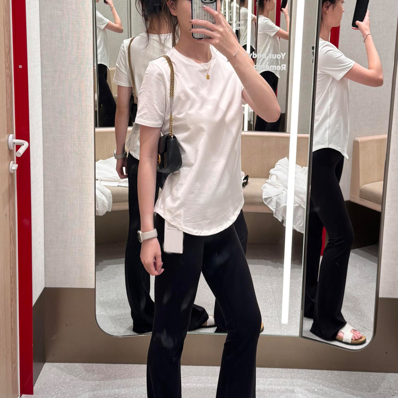 New Base Layer Love T-Shirt, White Short-Sleeved Women's Soft Sports Yoga Scub Inner Wear with Curved Hem Top New Base Layer Love T-Shirt, White Short-Sleeved Women's Soft Sports Yoga Scub Inner Wear with Curved Hem Top