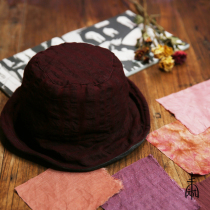 Unfinished plant dyed short eaves texture flax casual striped fishermans hat double-sided wear