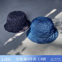 Unfinished Persimmon dyed blue dye two-color men and women short eaves fisherman hat breathable hemp texture shape thin basin hat 3 colors