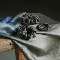 Unfinished tea dyed heavy silk satin Hairband cot retro hair accessories light luxury pins tie balls hair rope