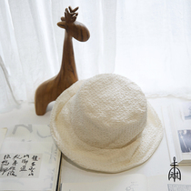 Unfinished double-layer texture cotton cream white hat simple Joker short eaves fishermans hat