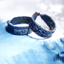 Unfinished indigo handmade blue dyed Ramie silk rope Sterling Silver 925 bracelet solitary collection size optional