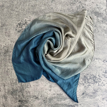 Unfinished plant dyed blue dye silk scarf silk scarf female male Joker retro multifunctional fashion Silk small square scarf