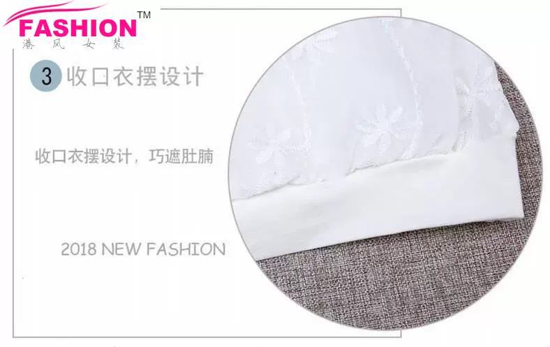 2018 áo voan trắng ren nữ giảm béo áo sơ mi cotton dài tay mùa xuân và mùa thu che bụng áo sơ mi - Áo sơ mi chiffon ren