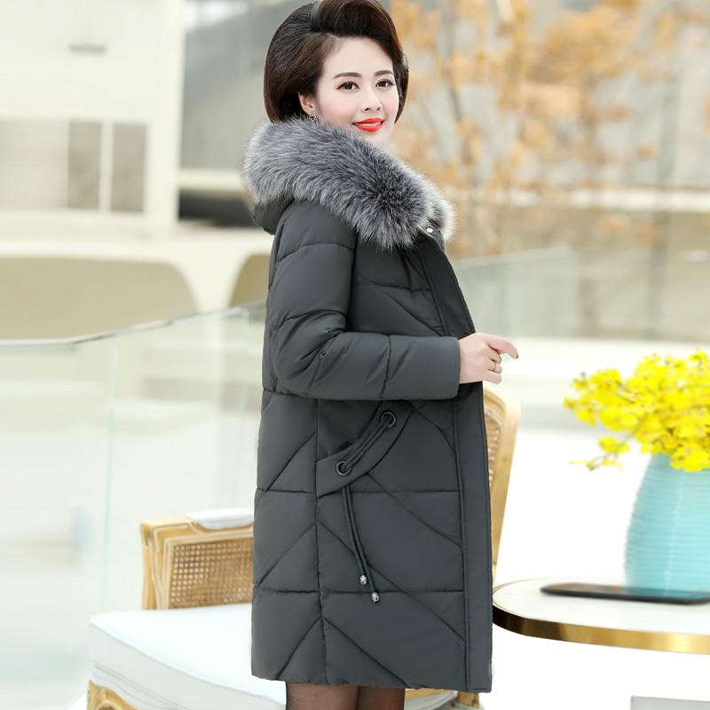 Elderly winter clothes female cotton coat jacket granny quilted jacket Old lady Western style mother down cotton clothes medium and long thickened