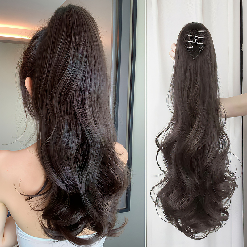 Lastkiss Claw Clip Ponytail Wig for Women, High Ponytail with Large Wavy Curls, Natural and Fluffy Fake Ponytail Hair Accessory