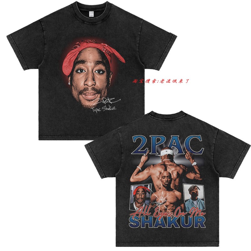 2Pac Tupac West Coast Vintage Hip-Hop American Short Sleeve Street Portrait Retro Long Sleeve T-Shirt