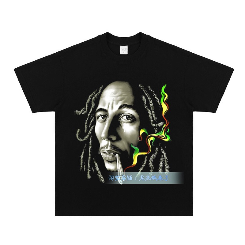 Reggae Music Pioneer Bob Marley American Retro Vintage Heavy Distressed Short-Sleeve T-Shirt