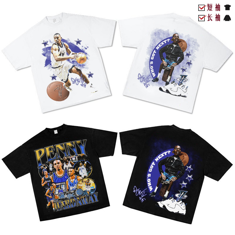 Penny Hardaway Tee Penny Hardaway Print Short-Sleeved American Small Neckline Loose Casual Pure Cotton