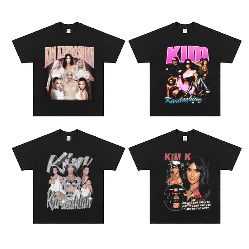 Kim Kardashian Tee Kim Kardashian Printed Short-Sleeved Pure Cotton Heavyweight American-Style Small Neckline T-Shirt Kim Kardashian Tee Kim Kardashian Printed Short-Sleeved Pure Cotton Heavyweight American-Style Small Neckline T-Shirt