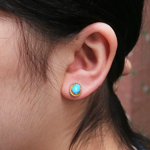 伊瓦岚 Бирюзовые серьги подходит для мужчин и женщин, золото 750 пробы, серебро 925 пробы