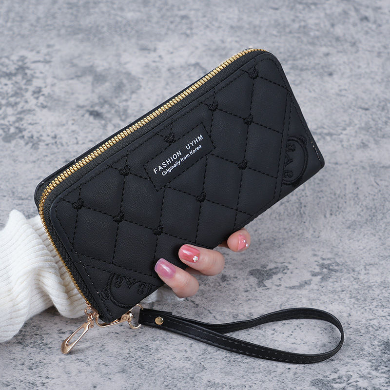New Style Wallet for Women, Long Single Zipper, Solid Color Embroidered Coin Purse, Large Capacity Clutch Bag, Multifunctional Phone Bag for Women New Style Wallet for Women, Long Single Zipper, Solid Color Embroidered Coin Purse, Large Capacity Clutch Bag, Multifunctional Phone Bag for Women