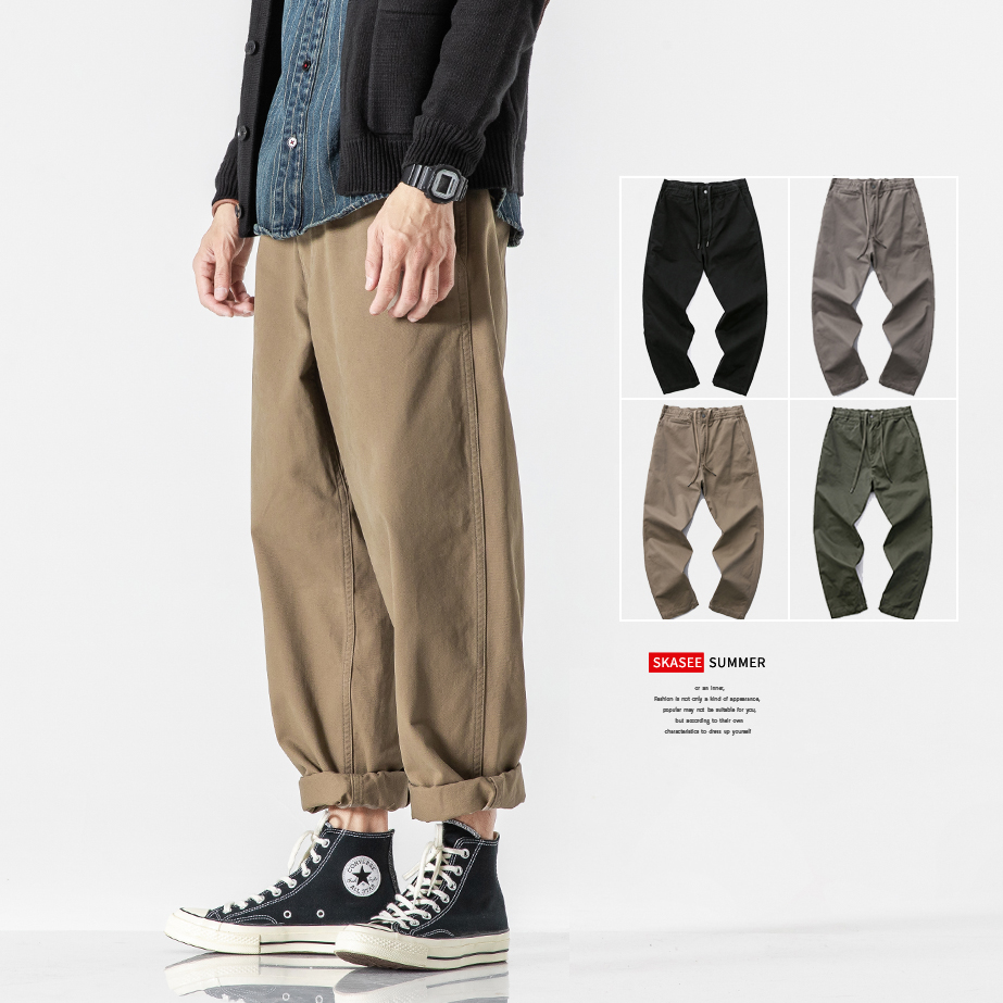 Straight Drum Pants Male Korean Version Trendy Spring Autumn Easy Work Pants Men's Pants Men Pants Boomers Casual Pants Men 100 Hitchen Pants
