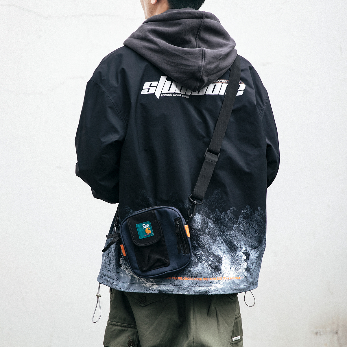 Spring and Autumn All-match Workwear Jacket Men's Gradient Snow Mountain Print Coach Jacket Male Student Korean Trend Lapel Top