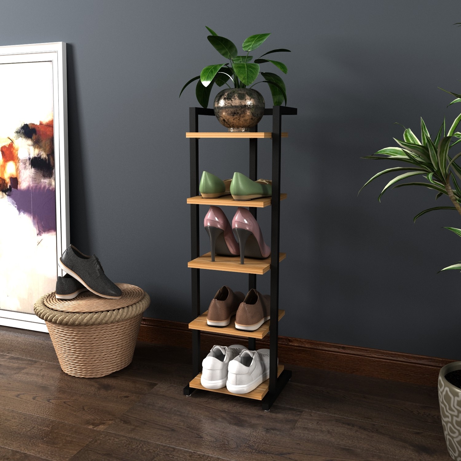 Shoe rack Easy Mini Makeup Room Home Doorway Provincial Space Multilayer Minimalist Modern Shoe Cabinet Economy Iron Shoe Rack