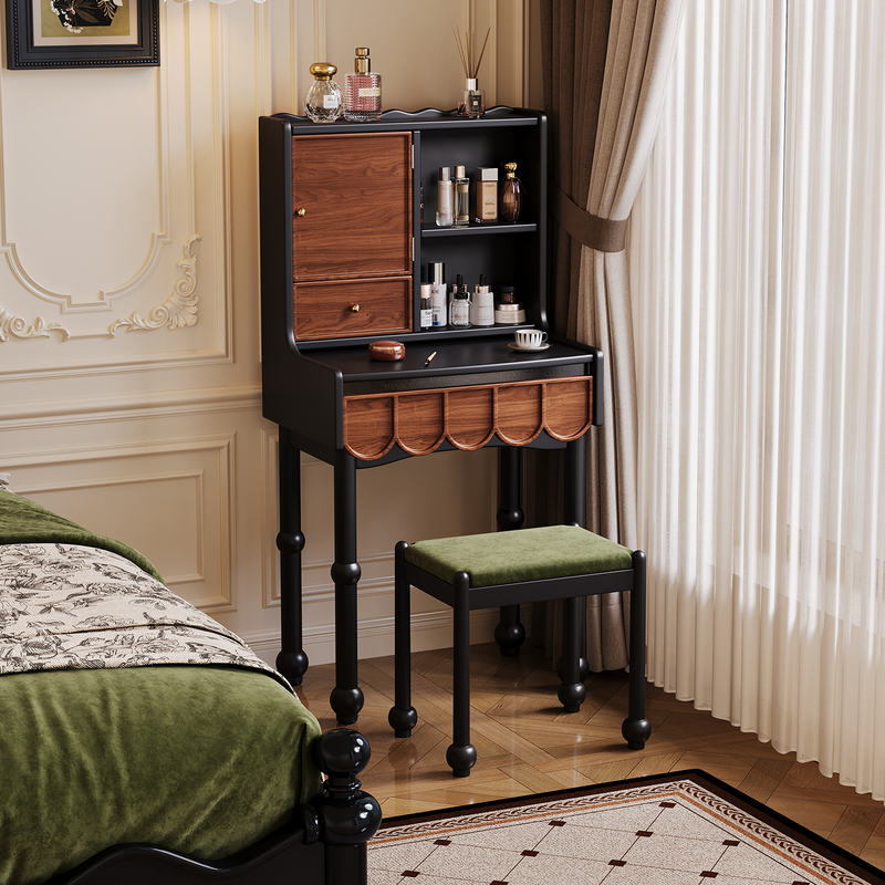 Vintage Dressing Table French Retro Small Bedroom Vanity Desk Storage High-End Solid Wood Bedside Table Makeup Table Vintage Dressing Table French Retro Small Bedroom Vanity Desk Storage High-End Solid Wood Bedside Table Makeup Table