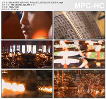 Buddhist temple long lantern Monk monk monk chanting practice Dojo incense real shooting video footage