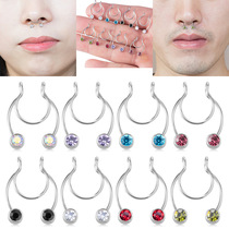 European and American popular new nasal middle separating nose ring stainless steel Czech drilling nose ring earrings Lip Ring Piercing Piercing Ornament